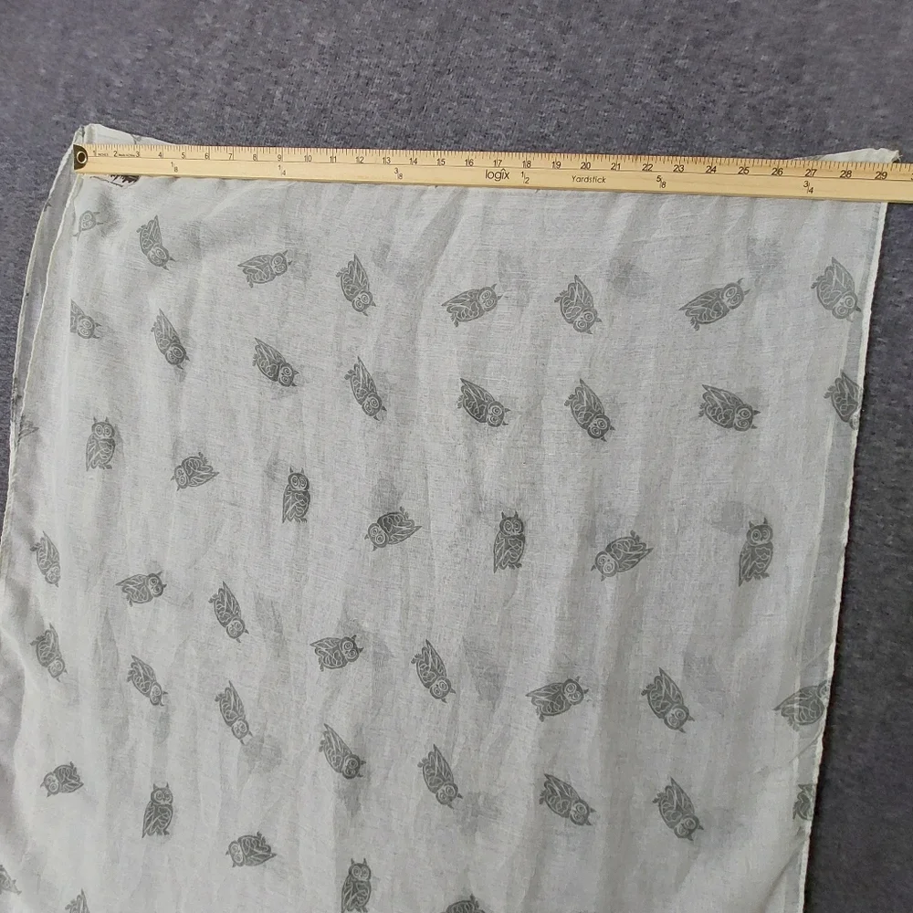 MANHATTAN SCARF COMPANY WOMENS WHITE GRAY SHEER INFINITY OWL PRINT SCARF 29×69